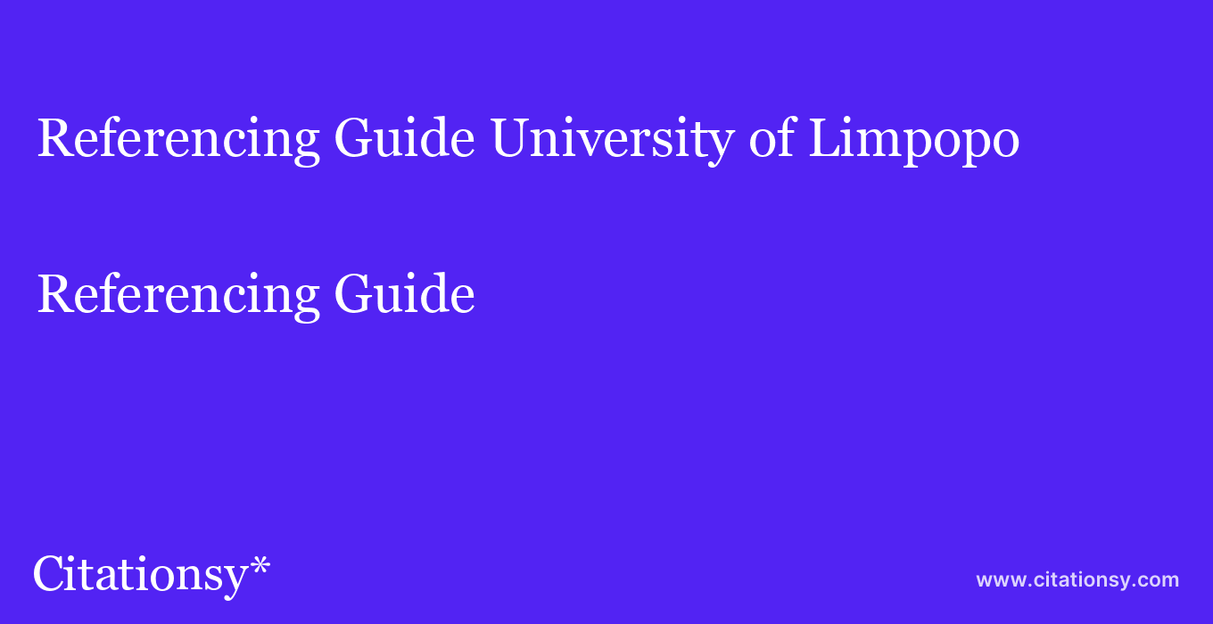 Referencing Guide: University of Limpopo